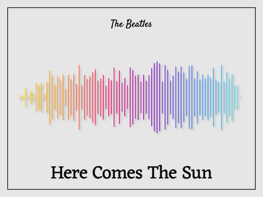 The Beatles 'Here Comes The Sun' Soundwave Poster - Rainbow Colors on Off-White Background