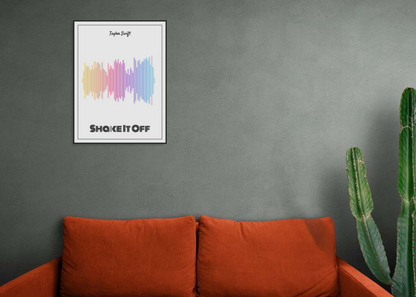 Taylor Swift 'Shake It Off' Soundwave Poster - Rainbow Colors on Off-White Background