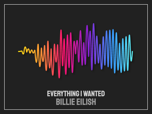 Billie Eilish 'Everything I Wanted' Soundwave Poster - Rainbow Colors on Dark Gray Background